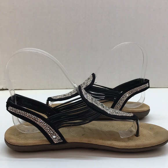 Link Black Sandals with Rhinestones Size 4 - Picture 4 of 11